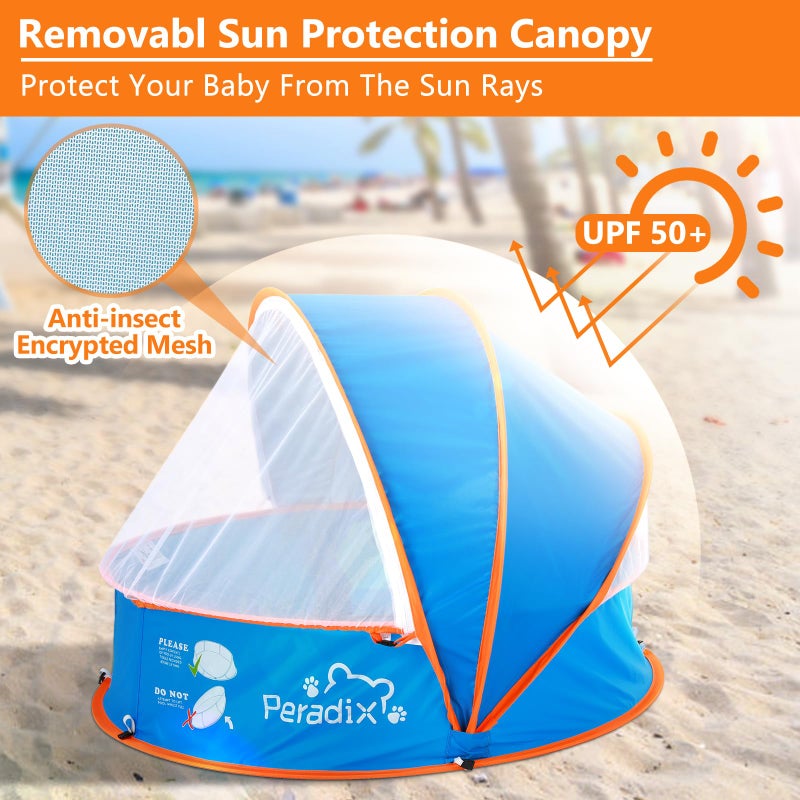Peradix Paddling Pool for Kids & Pets, Kids Ball Pit Tent 3 in 1, Pop Up Wading Pool Tent with UV Protection Sunshade Canopy Basketball Hoop, Portable Beach Backyard Toys for Indoor Outdoor Activity - Image 3